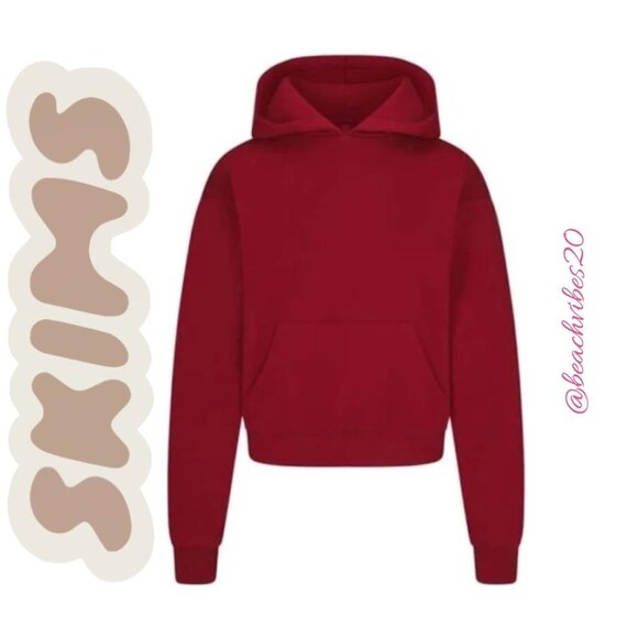 SKIMS Cotton Fleece Classic Pullover Hoodie Brick Medium NWT - Picture 4 of 4